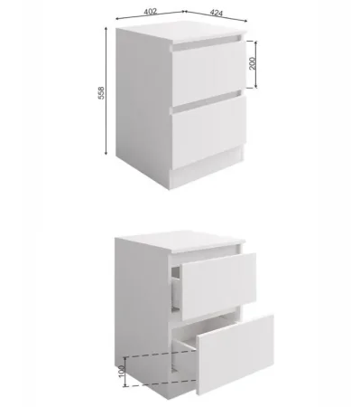 Тумба два ящика Мори ТПМ 400.2 белый
