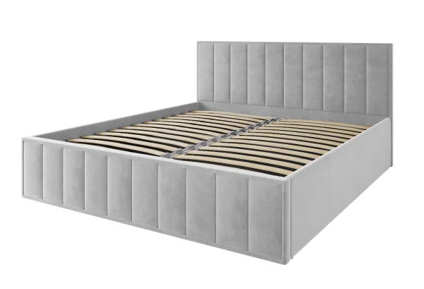 Кровать Лана 180х200 с подъемным механизмом, велюр серый софт