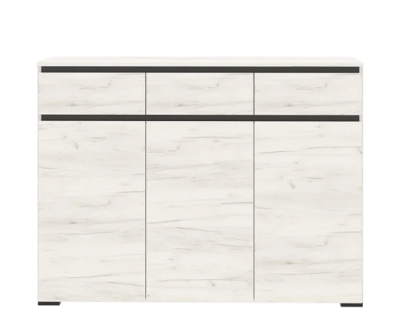 Комод Гретта 3С3Я дуб крафт белый/антрацит