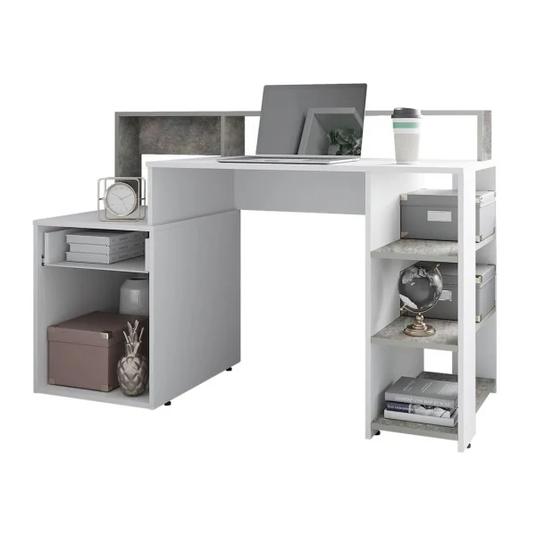 Стол компьютерный Лайф бетон/белый