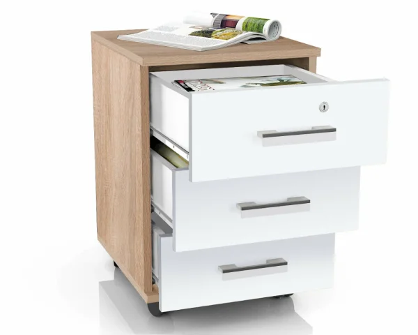 Тумба на колесиках МД 3.02 дуб сонома/белый