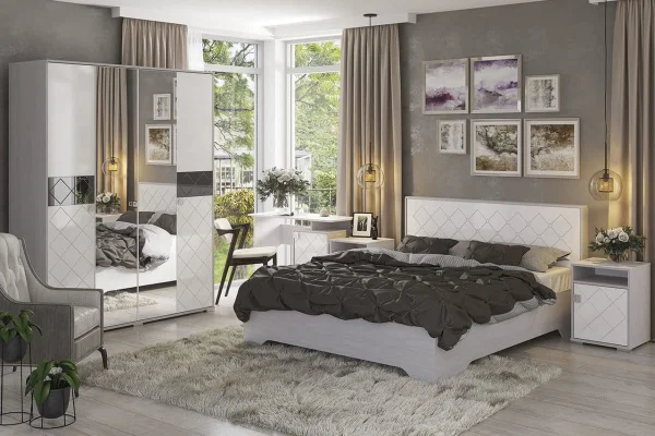 Кровать Сальма анкор/белый глянец