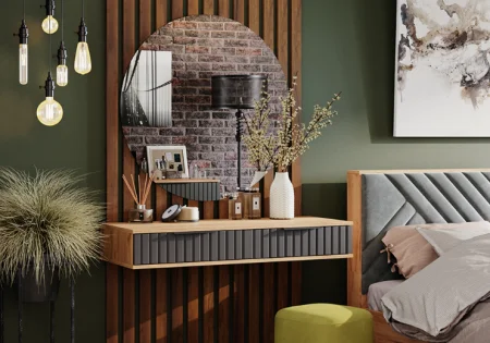 Стол туалетный Хилтон дуб крафт золотой/графит матовый