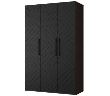 Шкаф 3-х створчатый Копенгаген венге/черный матовый