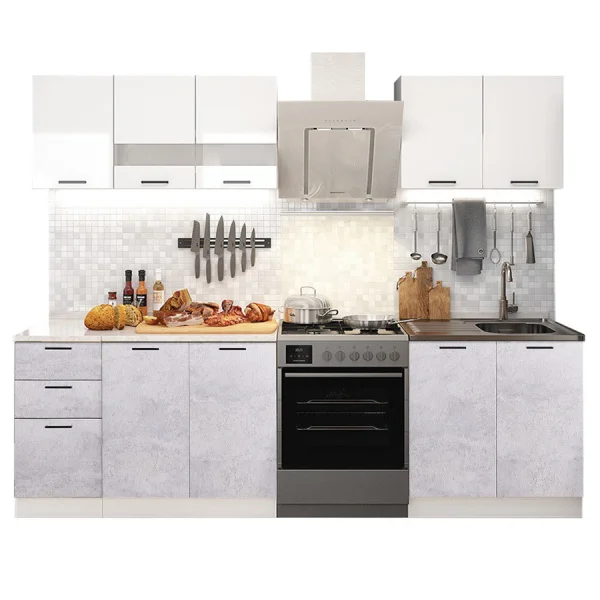 Кухня Дуся 2.0 белый/цемент