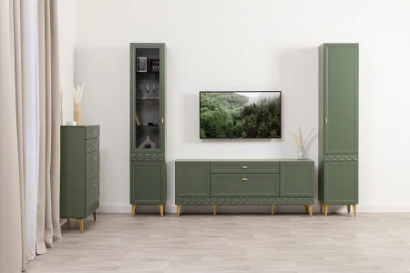 Тумба ТВ Марион 16.167 дымчатый зеленый/олива шагрень