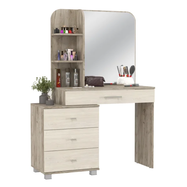 Трюмо 4-25100 Оливия дуб крафт серый/скандинавское дерево белое