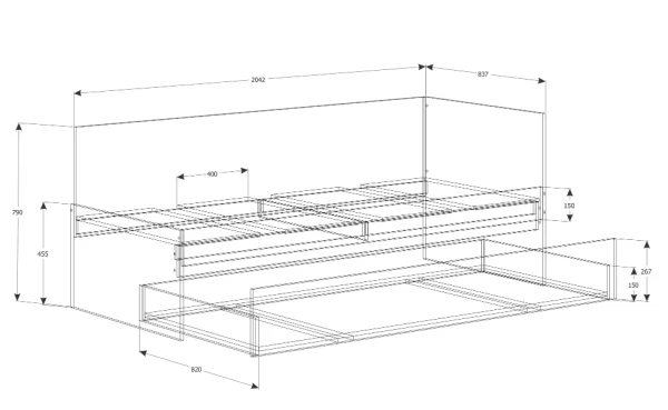 Кровать Юпитер 0,8 белый текстурный/дуб крафт золотой/бетонный камень