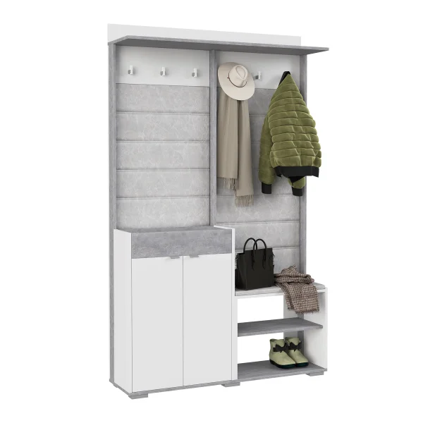 Прихожая Акцент №2 белое сияние/цемент светлый