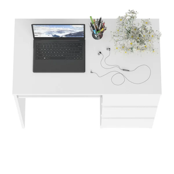 Стол компьютерный три ящика МС-6 белый (правый)