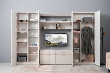 Модульная гостиная Ричфорд со шкафом моно керамика/кашемир