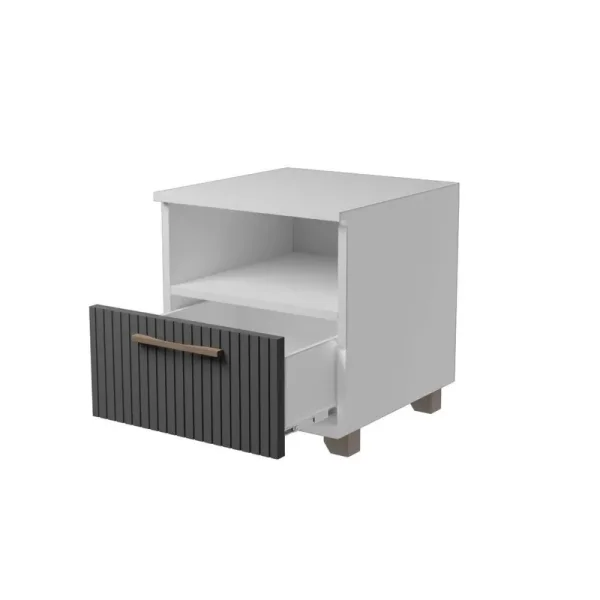 Тумба прикроватная Копенгаген с ящиком белый/серый графит