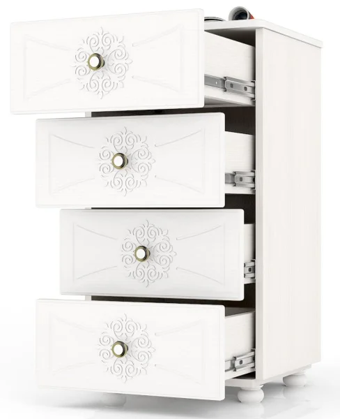 Комод Онега К-18 дуб беленый/белый вельвет