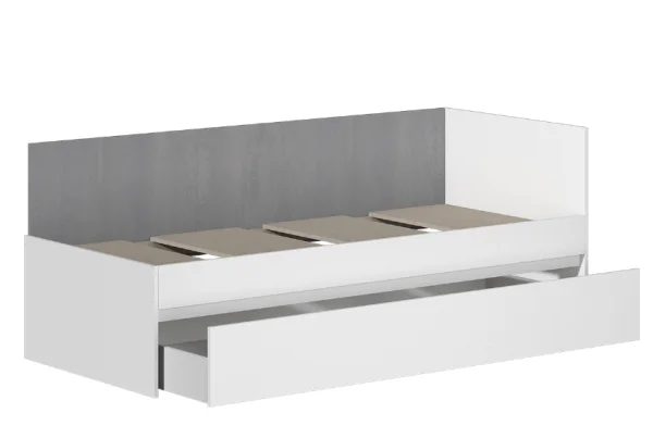 Кровать Юпитер 0,8 белый текстурный/дуб крафт золотой/бетонный камень