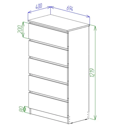 Комод Охта Лайт 700.5 дуб вотан/белый