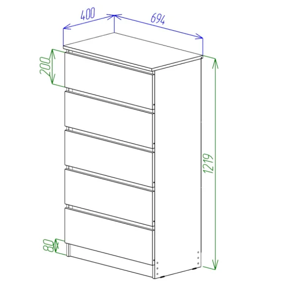Комод Охта Лайт 700.5 дуб вотан/белый