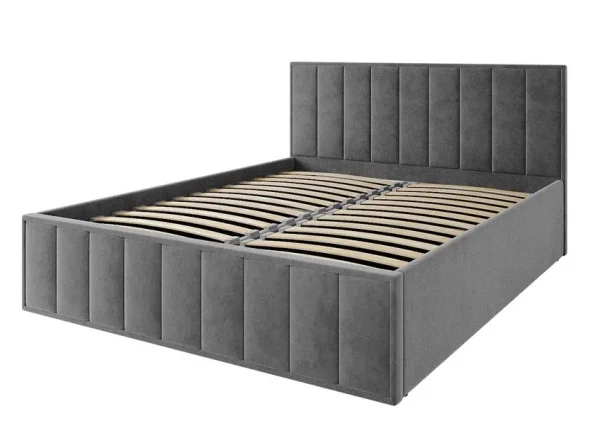 Кровать Лана 180х200 с подъемным механизмом, велюр графит софт