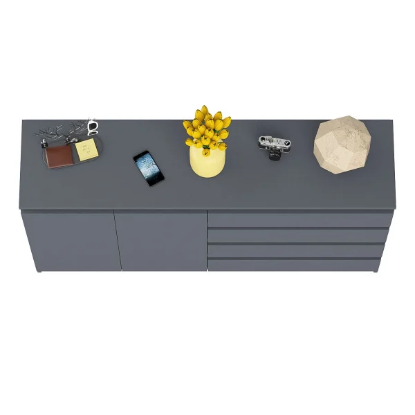 Комод широкий четыре ящика и две дверки МК 1600.1 графит