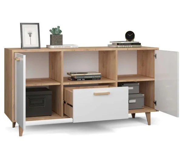 Тумба Эго Т-2 (НГ) дуб крафт золотой/белый глянец