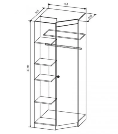 Шкаф угловой Лавис ШДУ 765.1 белый/белый софт
