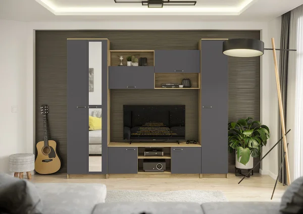 Гостиная Герда дуб крафт серый/антрацит