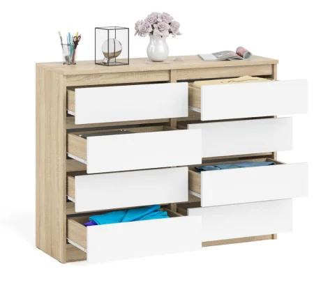 Комод восемь выдвижных ящиков МК 1200.8 дуб сонома/белый