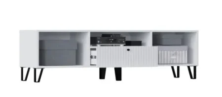 Тумба ТВ малая Оливия белый/белый глянец