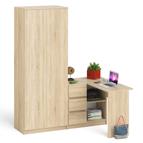 Комплект стол компьютерный МС-16 левый + Шкаф МШ 800.1 дуб сонома