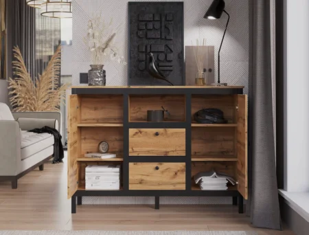 Тумба Лофт KOM2D2S/150 дуб вотан/черный