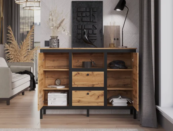 Тумба Лофт KOM2D2S/150 дуб вотан/черный