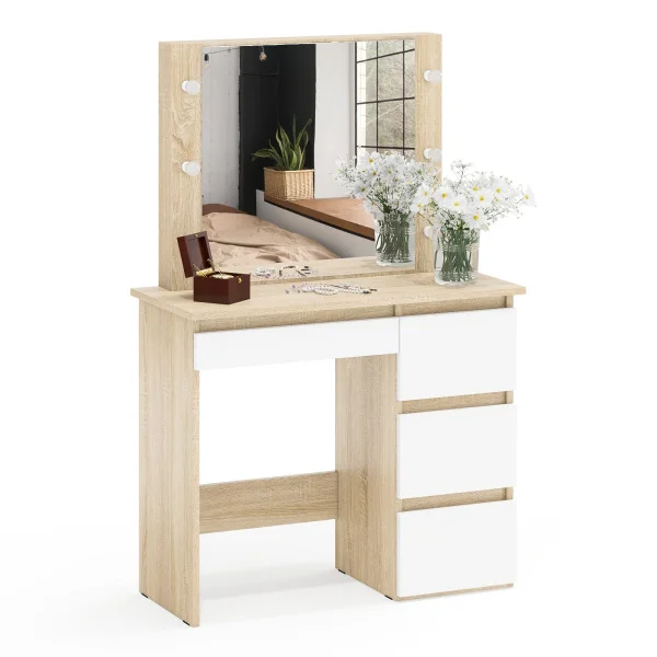 Стол косметический с подсветкой Сура дуб сонома/белый