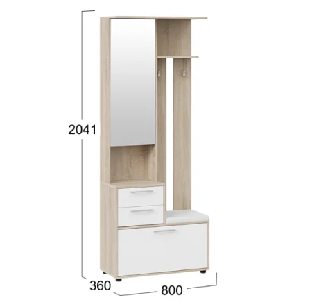 Шкаф-секция комбинированная Витра тип 1 дуб сонома/белый ясень