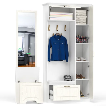 Модульная прихожая Ливерпуль ясень ваниль/белый