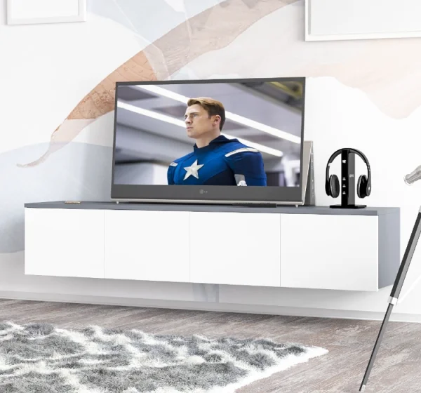 ТВ-тумба подвесная Сити-11 графит/белый ТВ-тумба подвесная Сити-11 графит/белый