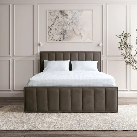 Кровать Лана 160х200 с подъемным механизмом, велюр шоколад