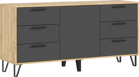 Комод Флэш 1500 браш графит/дуб крафт
