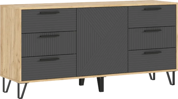 Комод Флэш 1500 браш графит/дуб крафт