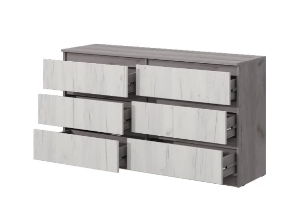 Комод Соната №5 1400 дуб крафт серый/дуб крафт белый