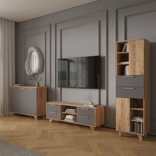 Тумба ТВ Ньерд 1500.4 дуб вотан/черника