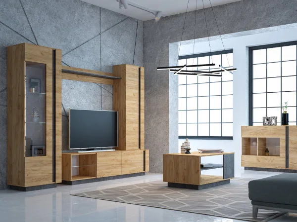 Шкаф комбинированный Арчи 10.05 дуб крафт золотой/камень тёмный