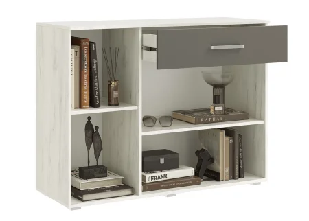 Комод Фиеста NEW 1 ящ 3 двери графит/дуб крафт белый