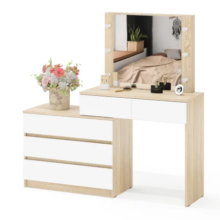 Стол косметический с подсветкой 110 дуб сонома/белый