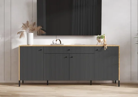 Комод Оливия (металл) дуб крафт/браш графит