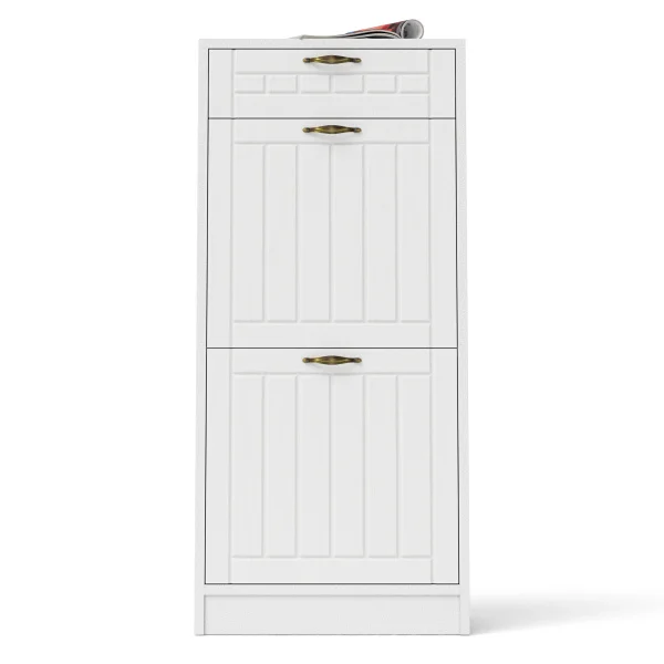 Тумба для обуви П-6 2 секции белое дерево фрезеровка прованс