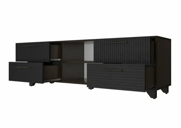Тумба под ТВ с нишей Копенгаген венге/черный матовый