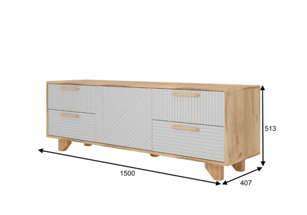 Тумба ТВ Ньерд 1501.4 дуб вотан/белый софт