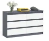 Широкий комод шесть ящиков МК 1200.6 графит/белый