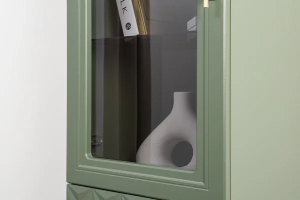 Шкаф-витрина Марион 16.397.01 дымчатый зеленый/олива шагрень