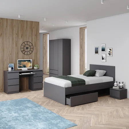 Кровать односпальная Мори с ящиками КРМЯ 900.1 графит