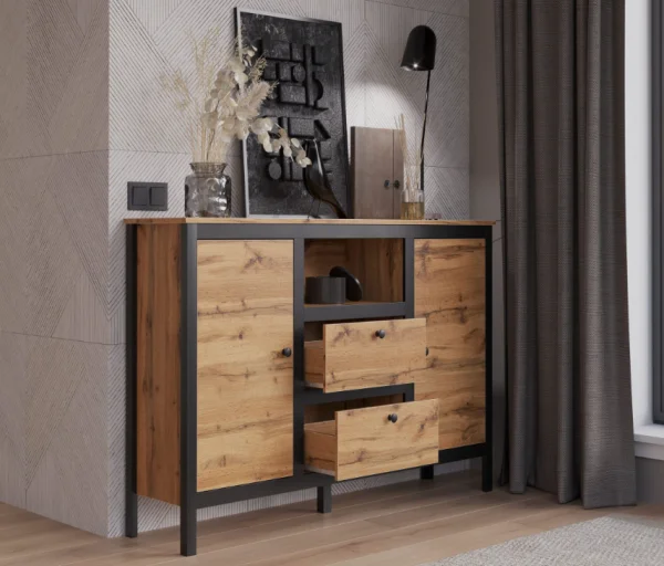 Тумба Лофт KOM2D2S/150 дуб вотан/черный